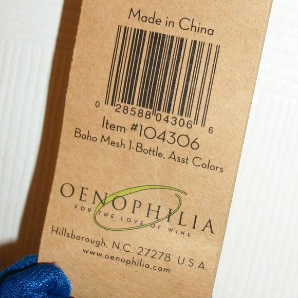 OENOPHILIA NWT Greenophile Mesh Wine Bottle Bag Carry Tote Royal Blue - Picture 6 of 8
